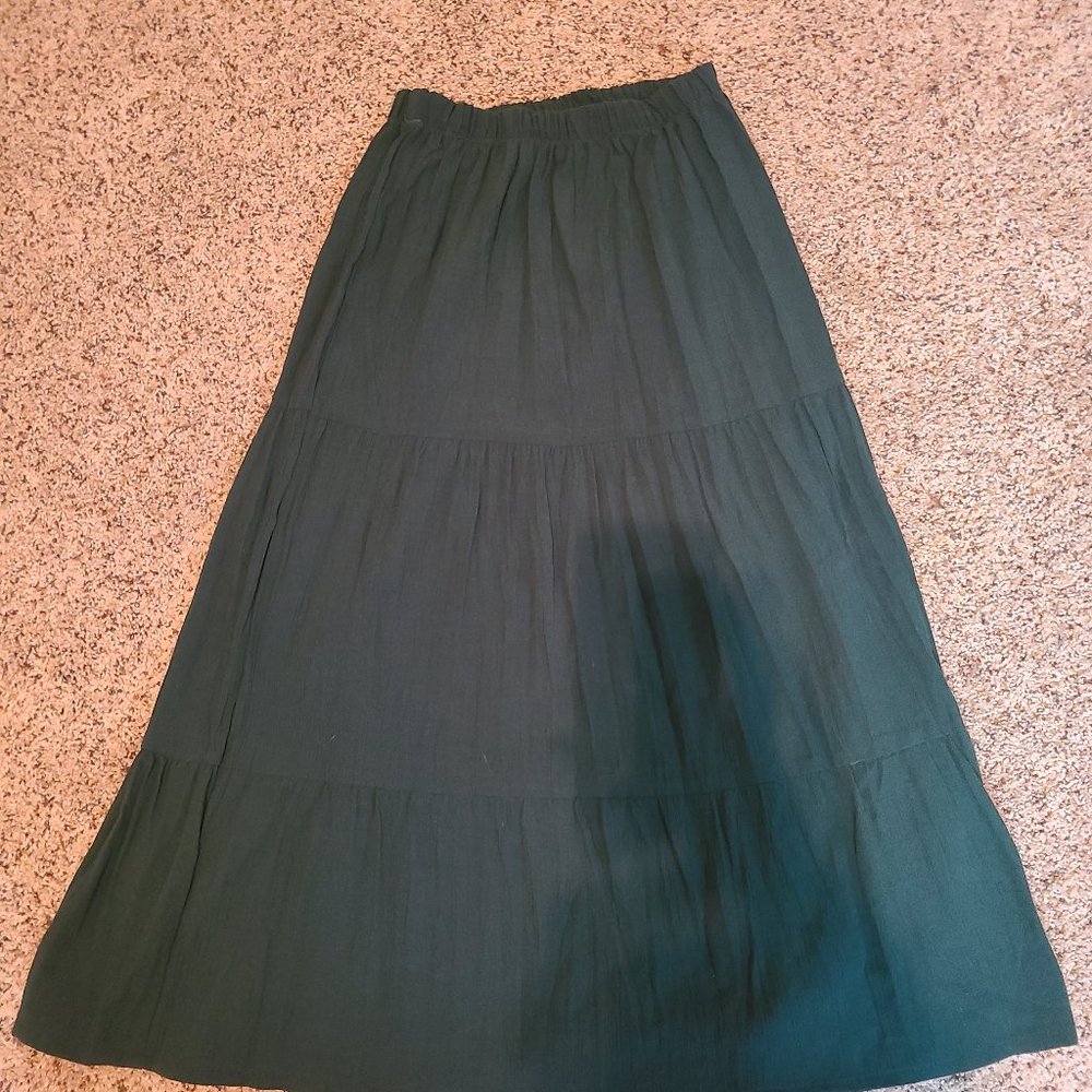 Green Tiered Maxi skirt